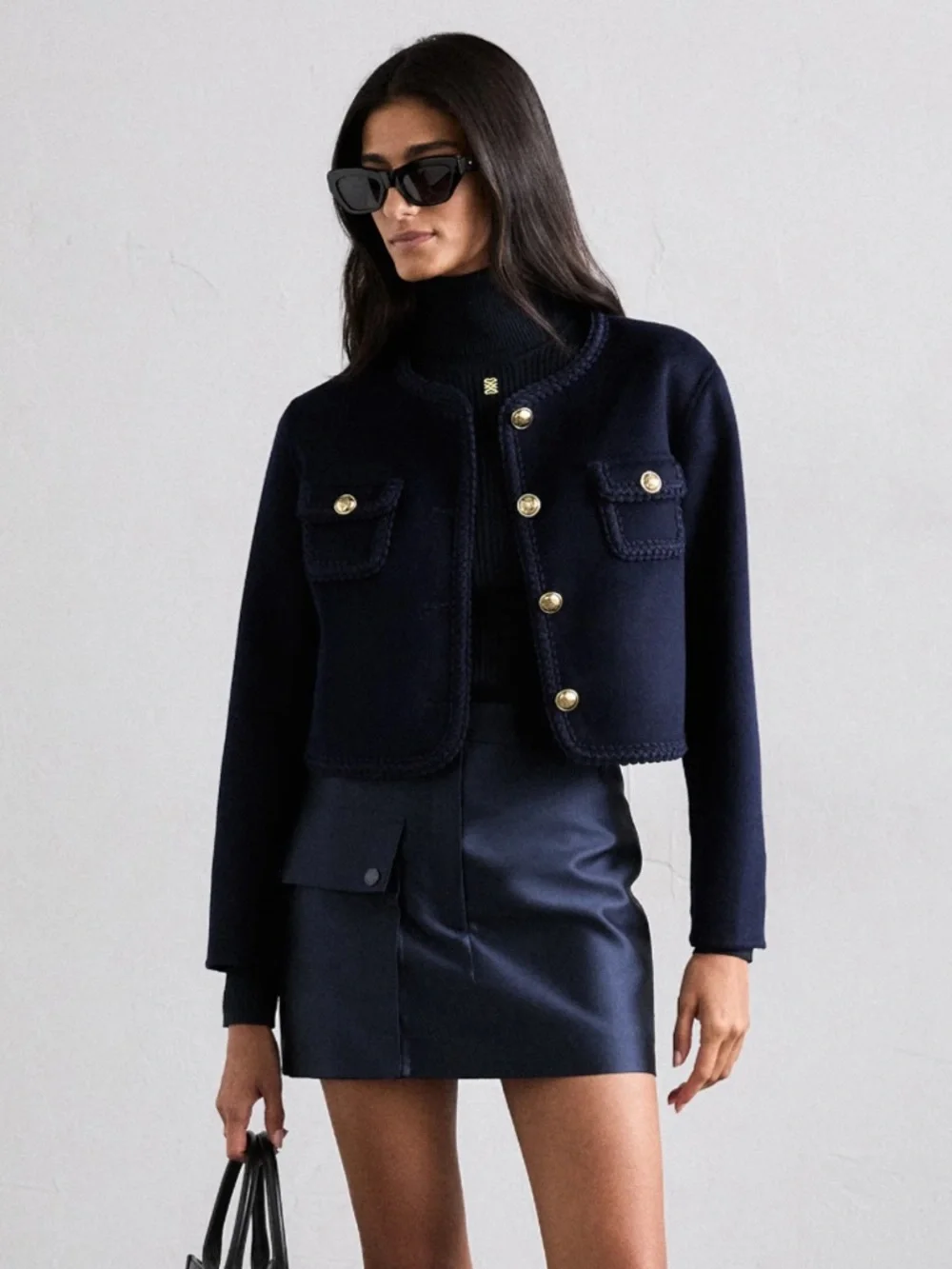 Sandro Lavande Navy Marine Blazer Jacket | FR 44 US 12 - Picture 3 of 15